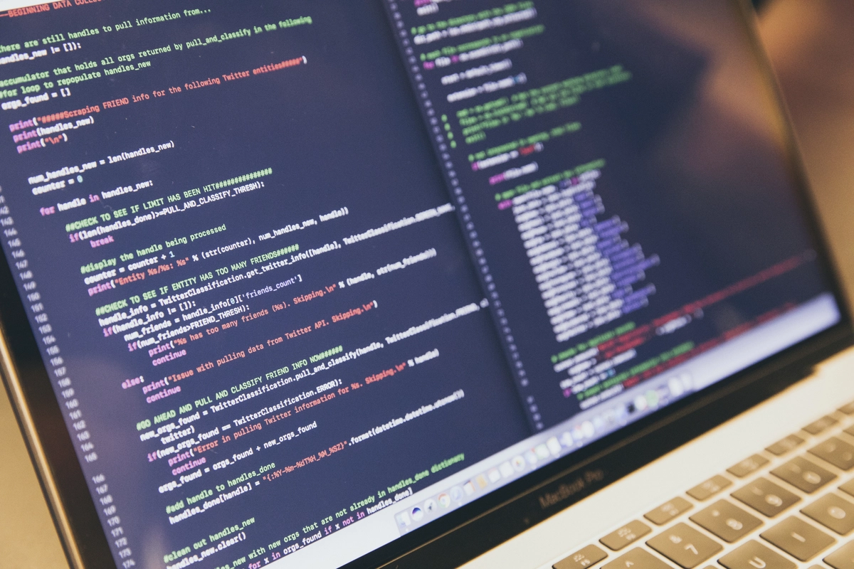 A computer display showing lines of code.