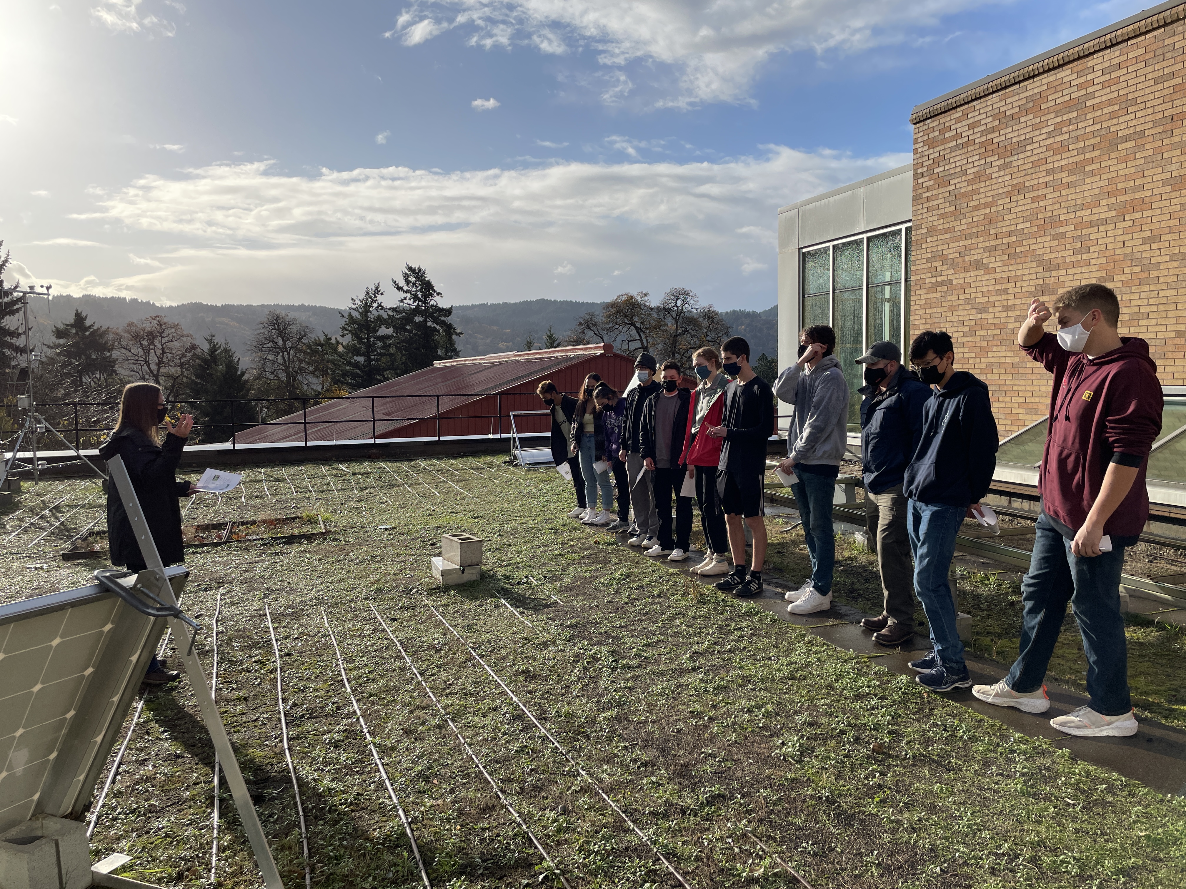 CE students on greenroof of Shiley School